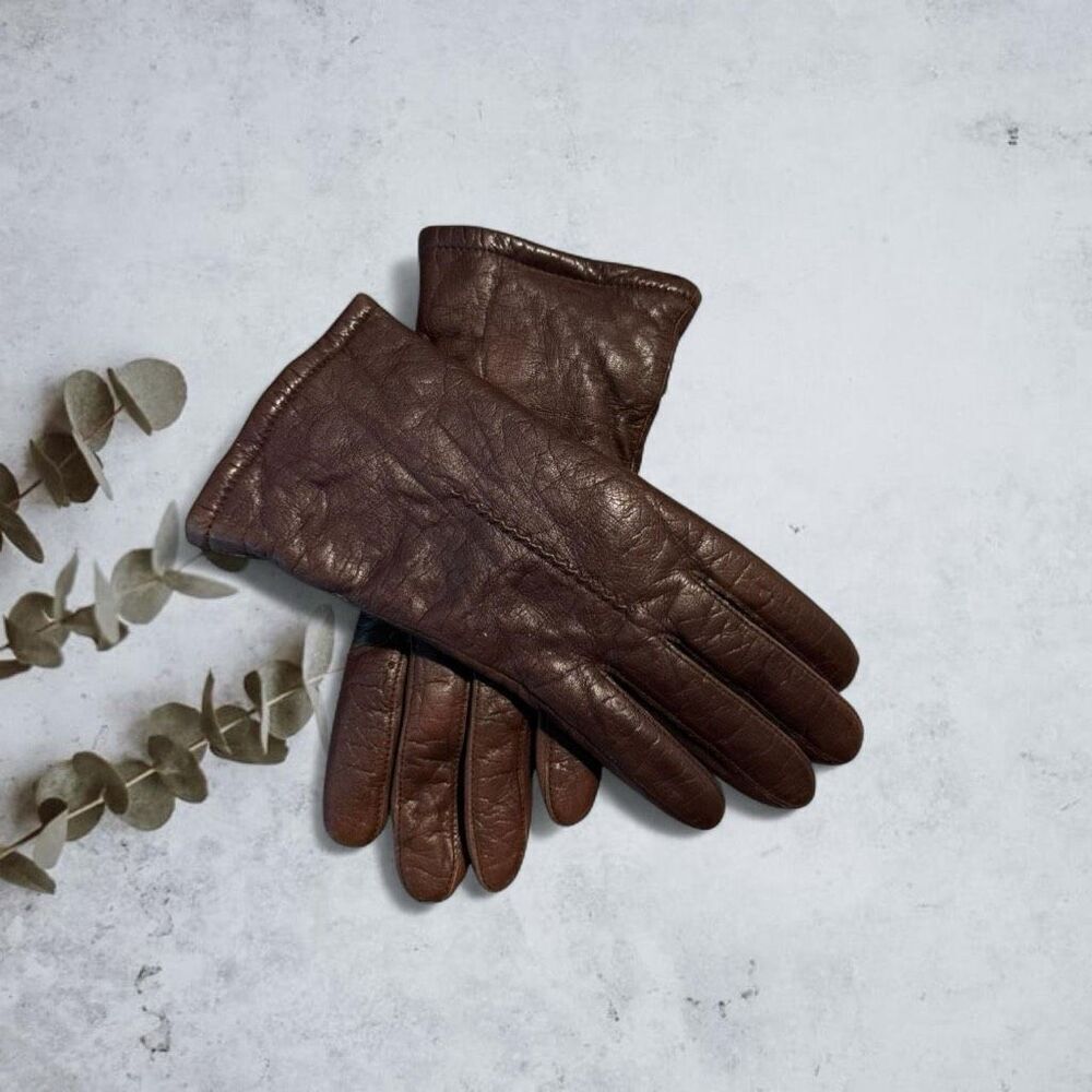 Vintage Brown Leather Gloves Small Driving Classic 6.5 Insulate